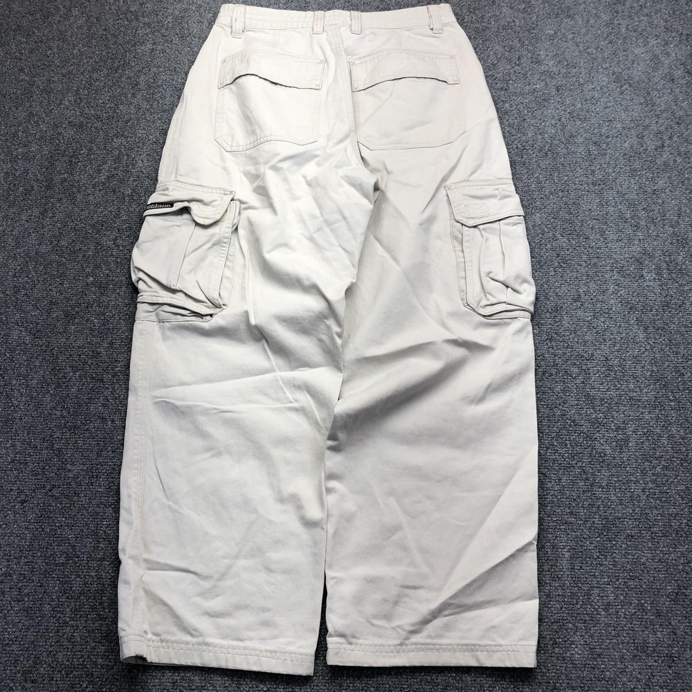 Y2K Cargo Pants Mens 32x28 Beige Canvas Wide Leg Relaxed Workwear Utility - Picture 8 of 10